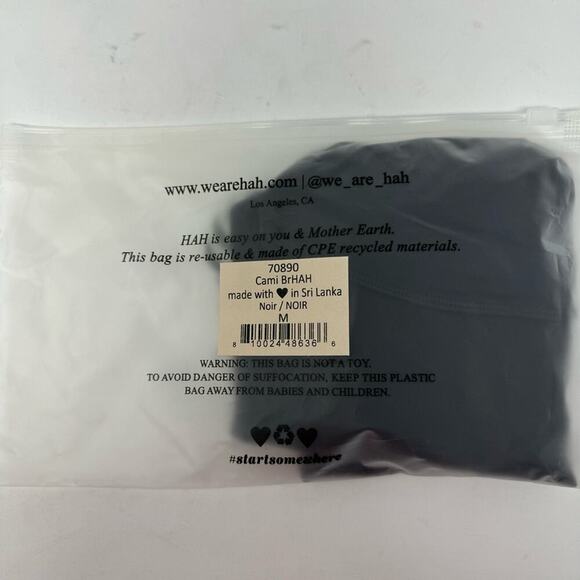 We Are HAH Size M Cami BrHAH Long Line Bra Scoop Neck Convertible Black NEW - Picture 15 of 16